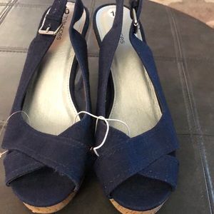 MAURICES Danielle Blue Denim Slingback Wedges
